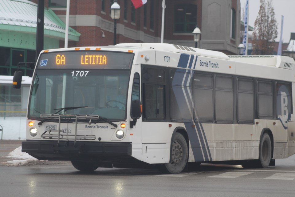 A Barrie Transit bus outside the downtown terminal. Raymond Bowe/BarrieToday