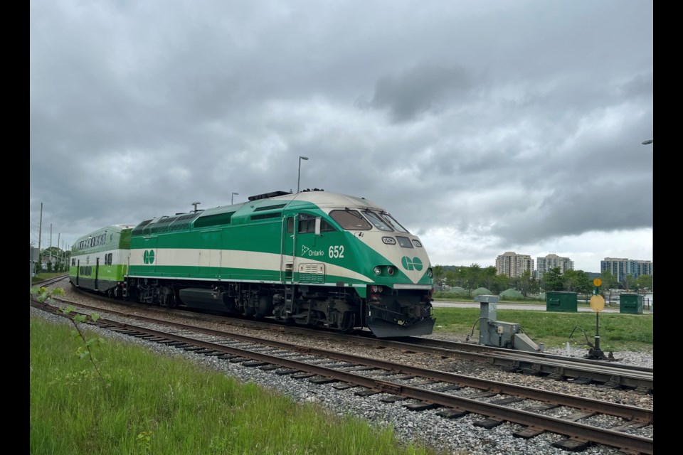 A GO train sits dormant at the Allandale Waterfront station in Barrie in this file photo. 