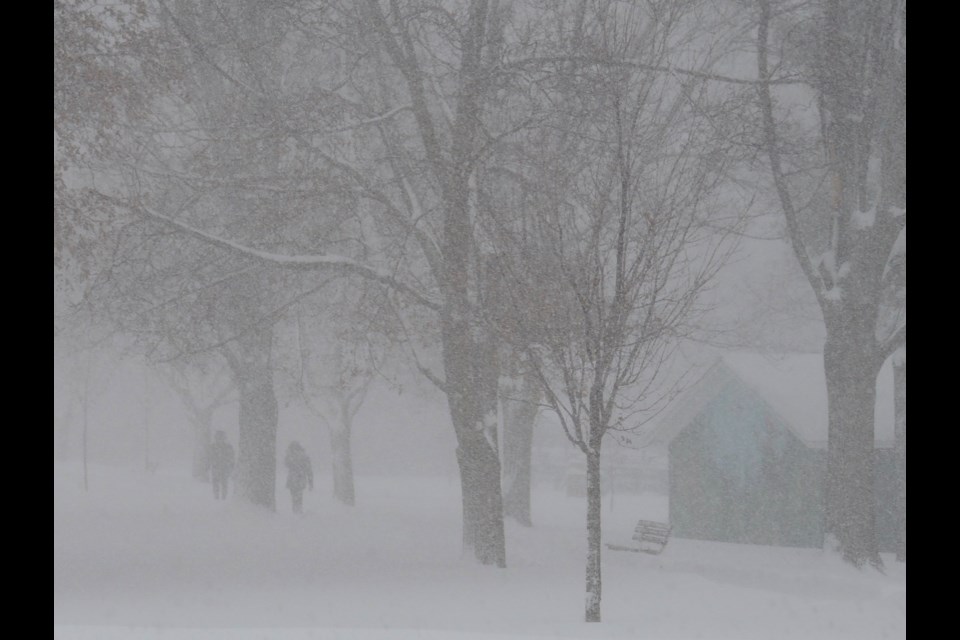 The squall that wouldn't stop on New Year's Day brought white outs and treacherous walking and driving conditions.
Sue Sgambati/BarrieToday          
