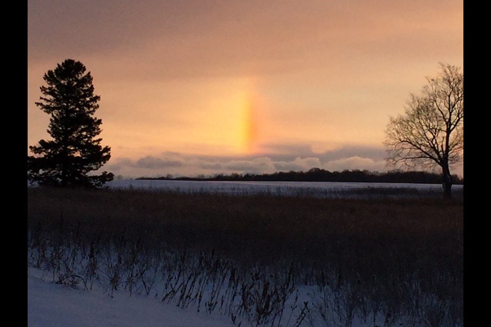 A visible piece of a rainbow stole the sunrise's thunder this morning. Sue Sgambati/BarrieToday