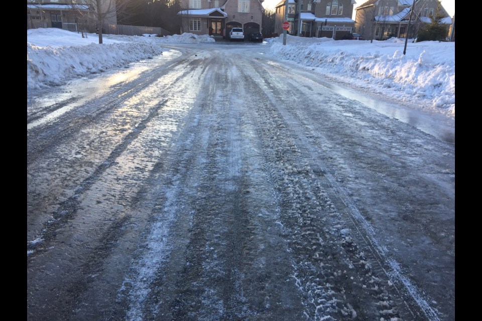 The roads were quite icy on the streets of Barrie and the surrounding area. Photo by Sue Sgambati for BarrieToday.