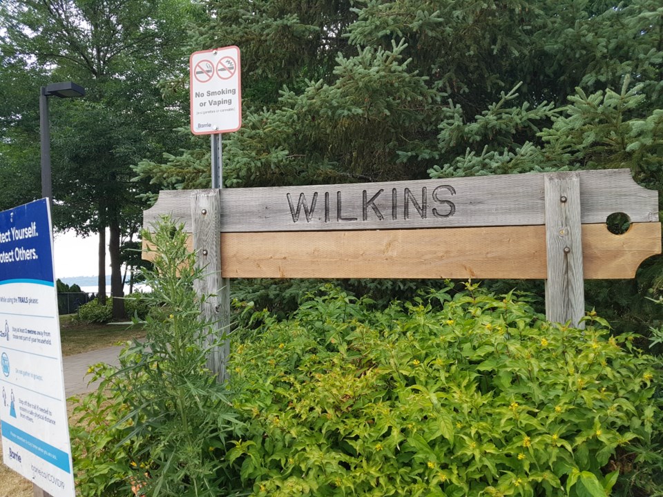 wilkins beach sign