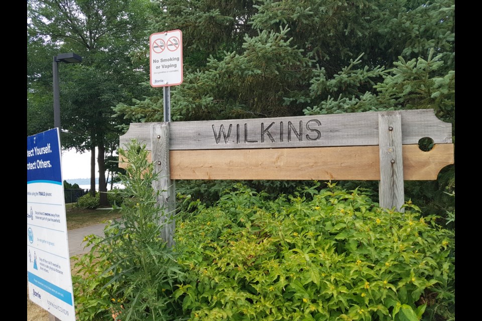 Formerly known as Wilkins Beach, the sign leading to the area had the word 'Beach' removed to deter visitors. Shawn Gibson/BarrieToday