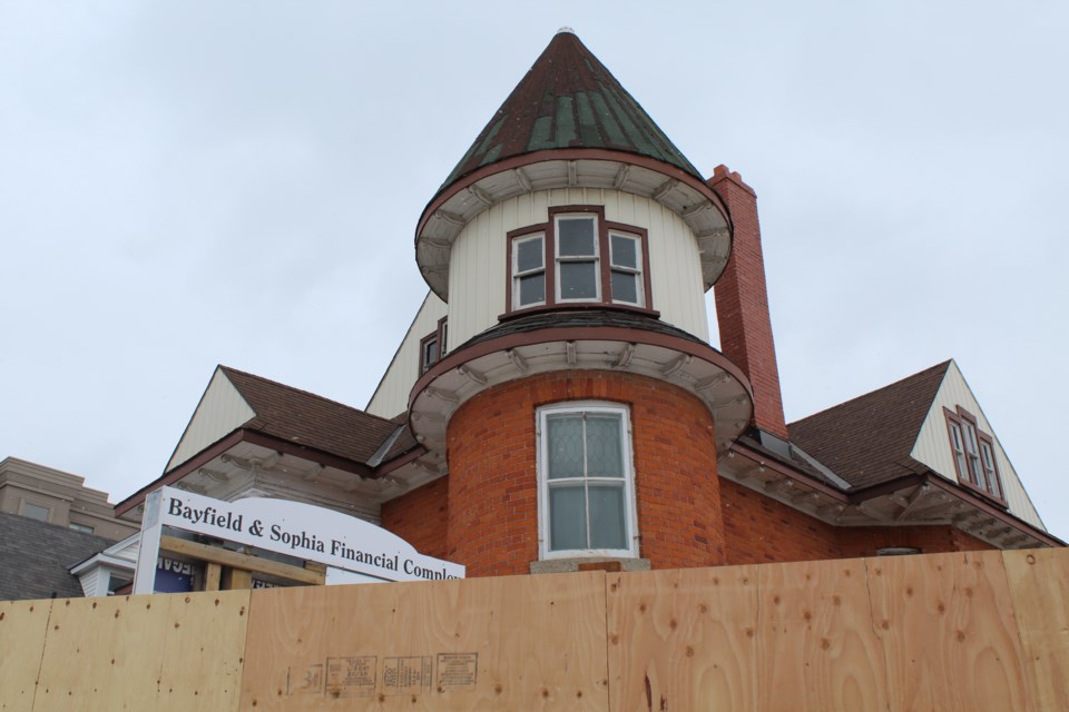 Five buildings at the corner of Bayfield and Sophia streets in downtown Barrie have been granted permits for demolition, which is expected to happen in the coming weeks. Raymond Bowe/BarrieToday