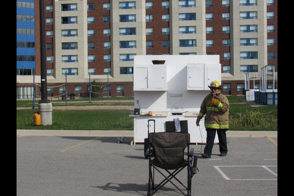 A simulated kitchen was set up to show the evolution of a fire. Photo by Shawn Gibson for BarrieToday.       