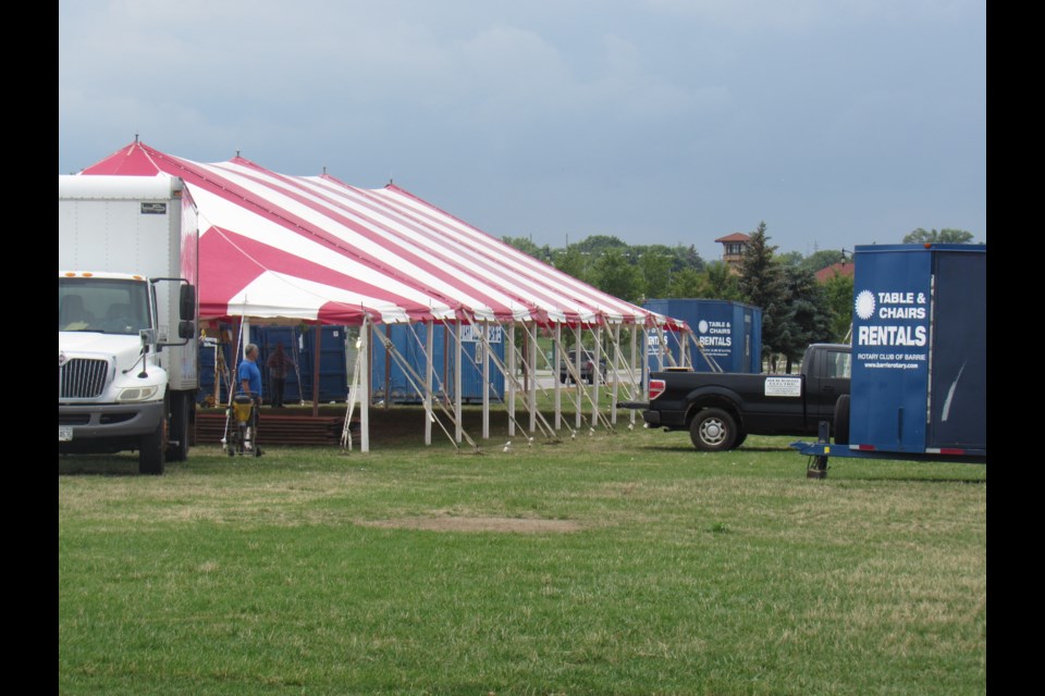 The big tents are being set up at Barrie's lakeshore in advance of this weekend's 48th annual Kempenfest. Shawn Gibson for BarrieToday                                    