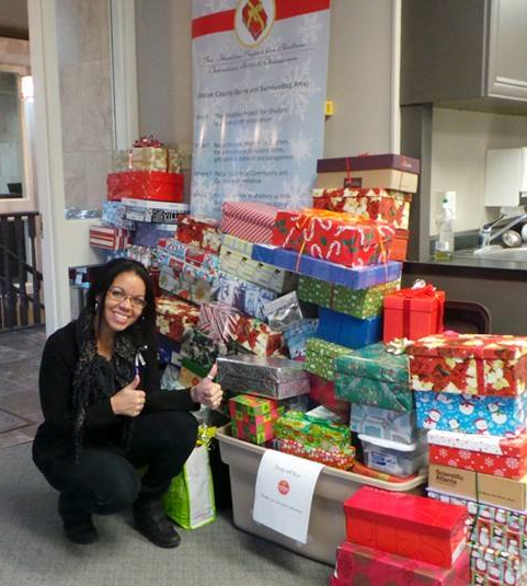 Shannon Murree poses with shoeboxes from last year and hopes they'll reach the numbers they need for 2018. Supplied photo