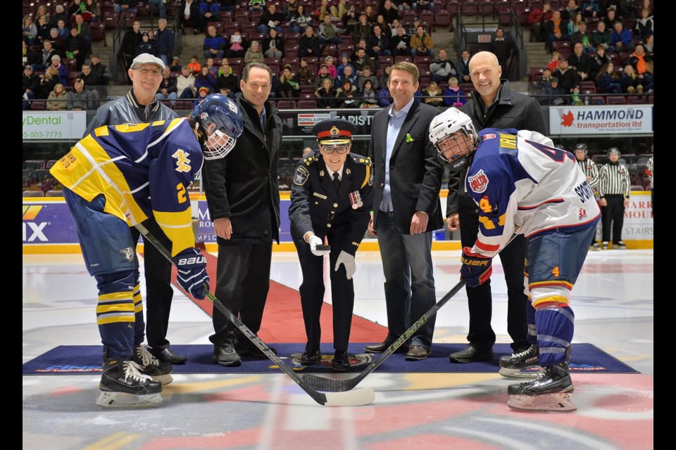 Puck drop! Photo by Shawn Gibson for BarrieToday. 