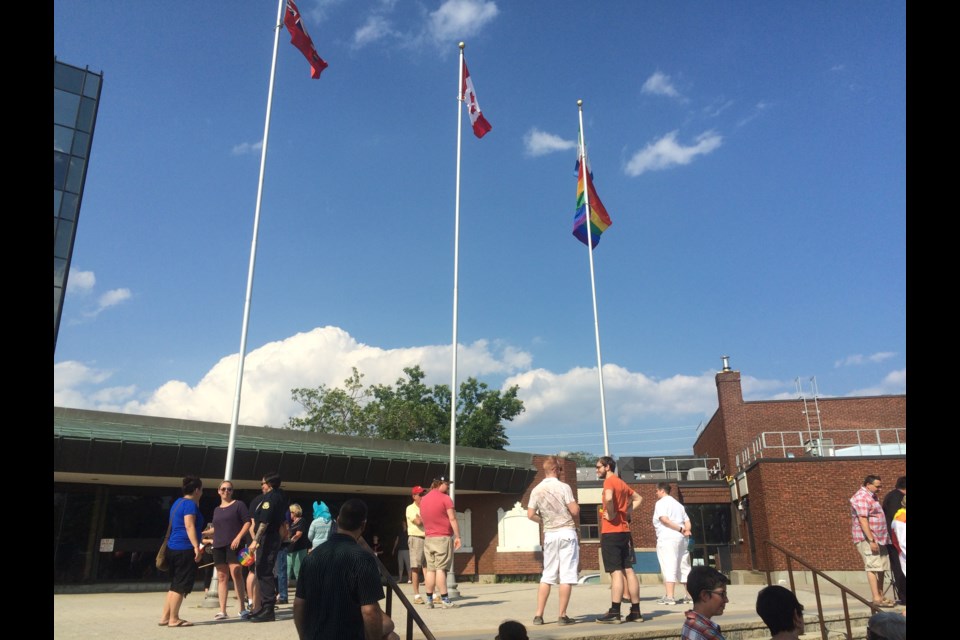 For the first time in its history, a Pride flag is raised at North Bay City Hall 