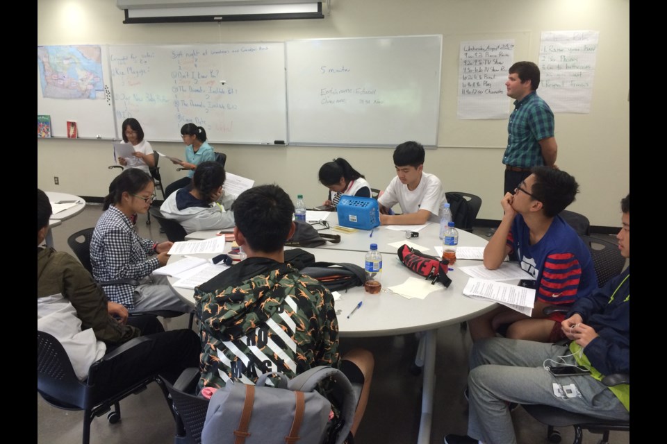 Chinese students in North Bay studying English as a Second Language.  Photo by Linda Holmes.  