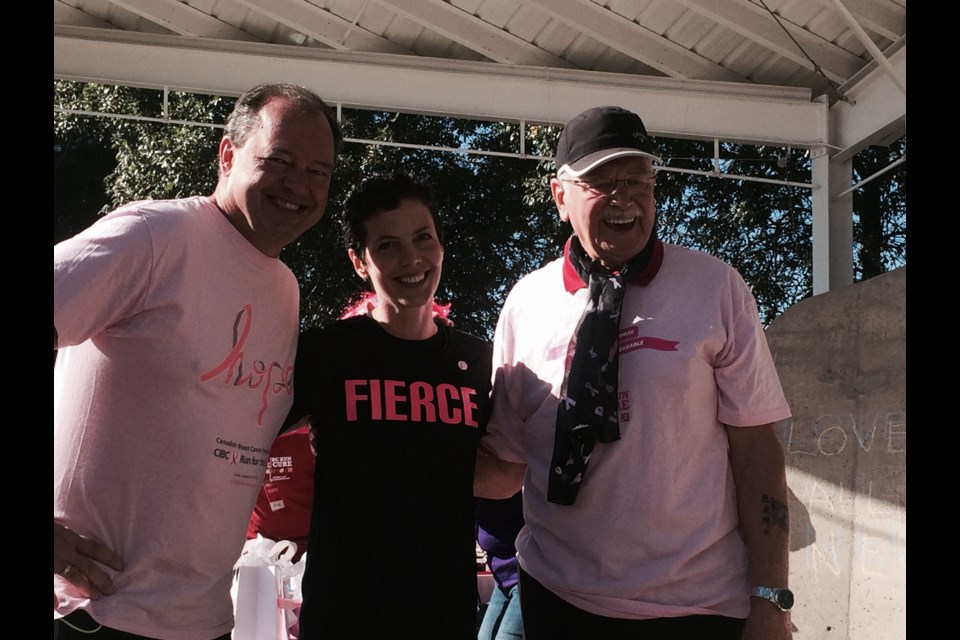 North Bay Mayor Al McDonald joins Breast Cancer Survivors Tara Blake and Bill Walton