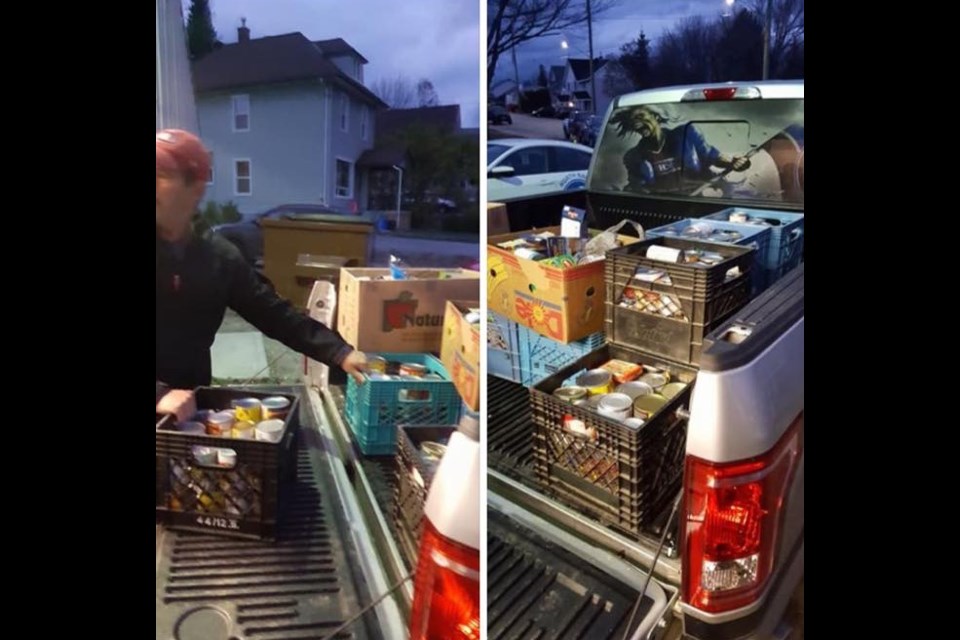 Chatelaine's Bargains delivers over 870 pounds of food collected in exchange for free store merchandise
photo courtesy Cheryl Lee Foy