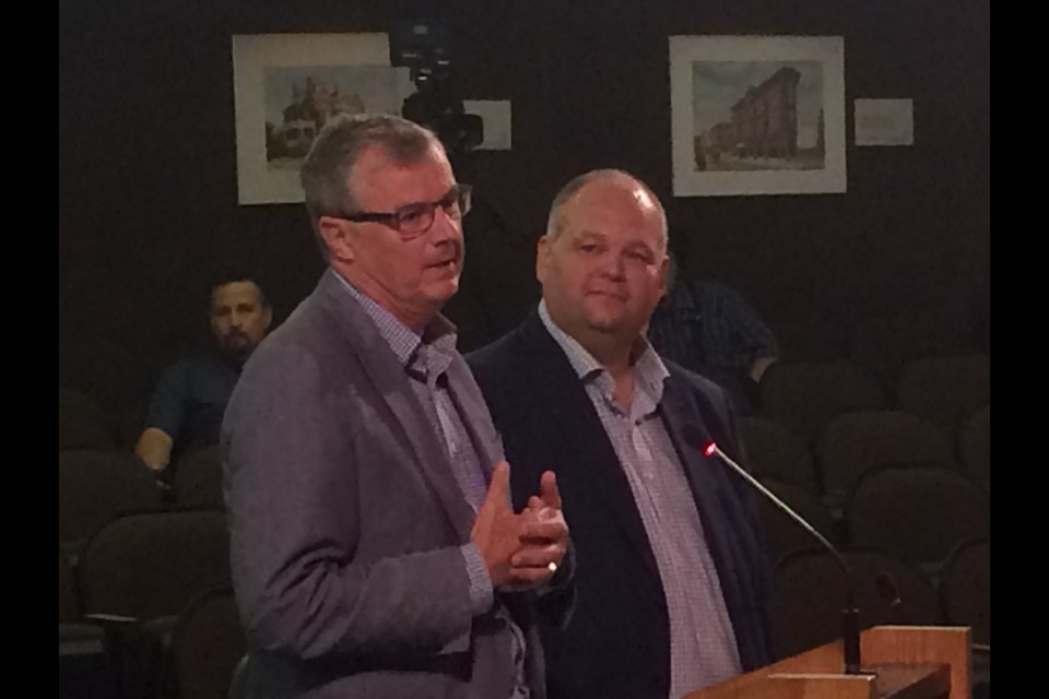 Steve Dreany Director of Tourism North Bay (left) and Jake Lacourse Tourism North Bay advisor, promote the benefits of a municipal accommodation tax on overnight stays in the city.