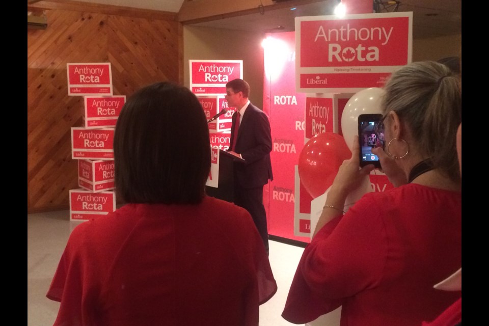 Nipissing-Timiskaming MP Anthony Rota addresses supporters  at the Liberal nomination meeting in North Bay