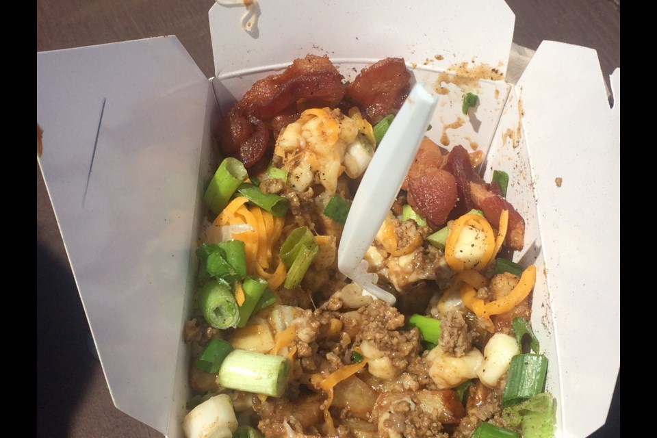 Bacon double cheeseburger poutine, one of many combinations at Poutine Feast in North Bay