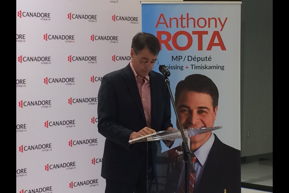 Nipissing-Timiskaming MP Anthony Rota announces $1.99 million in funding to Canadore College project to develop programs for seniors for healthy living and social inclusion 