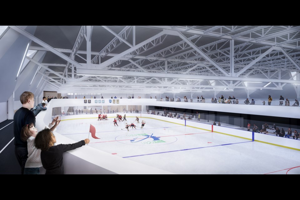 Walking track and rink view at proposed North Bay Community and Recreation Centre
Courtesy MJMA and Mitchell Jensen Architects