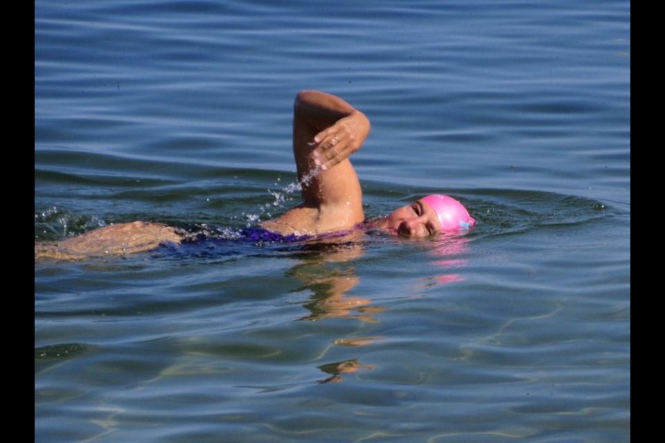 Marathon swimmer Marilyn Korzekwa to hit the waters of Lake Nipissing in 28 km swim Sept. 1-5
Photo courtesy Marilyn Korzekwa                            