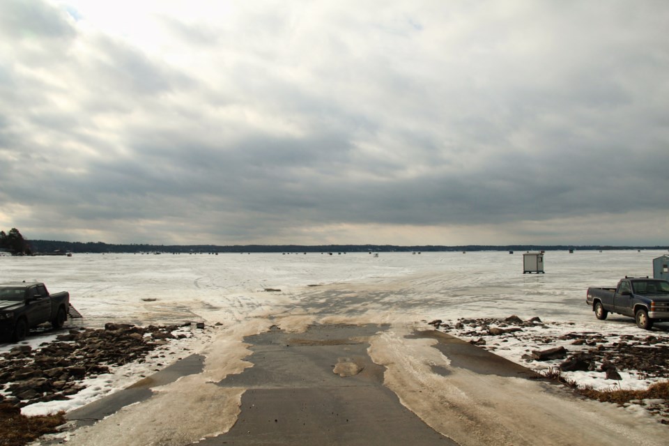 Two drivers felt it best to park the trucks a little closer to terra firma, opting to leave their rides near the boat launch at Callander Bay