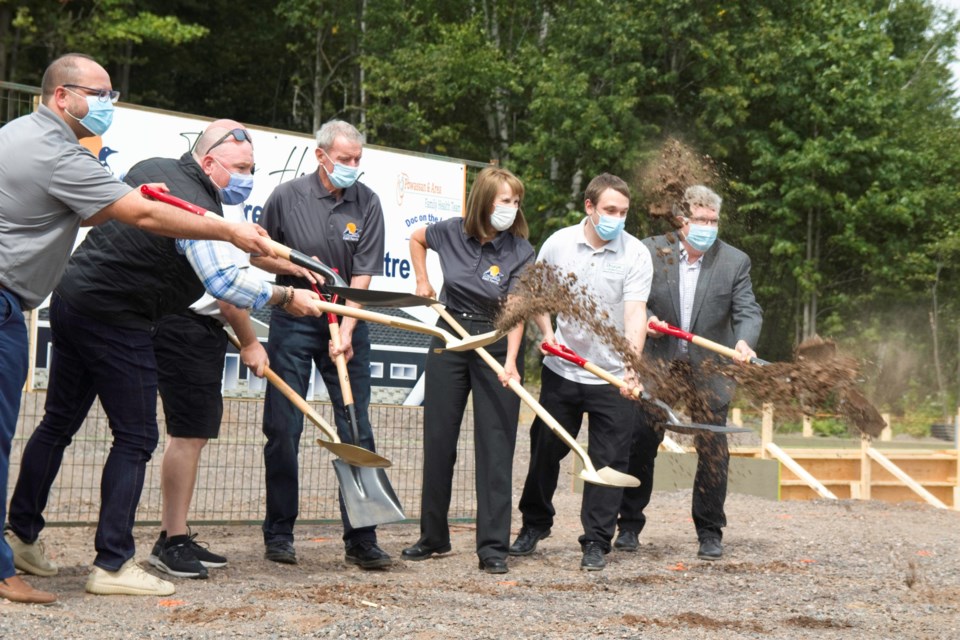 Mayor, council, and other dignitaries break ground on the new medical building / Photo David Briggs 