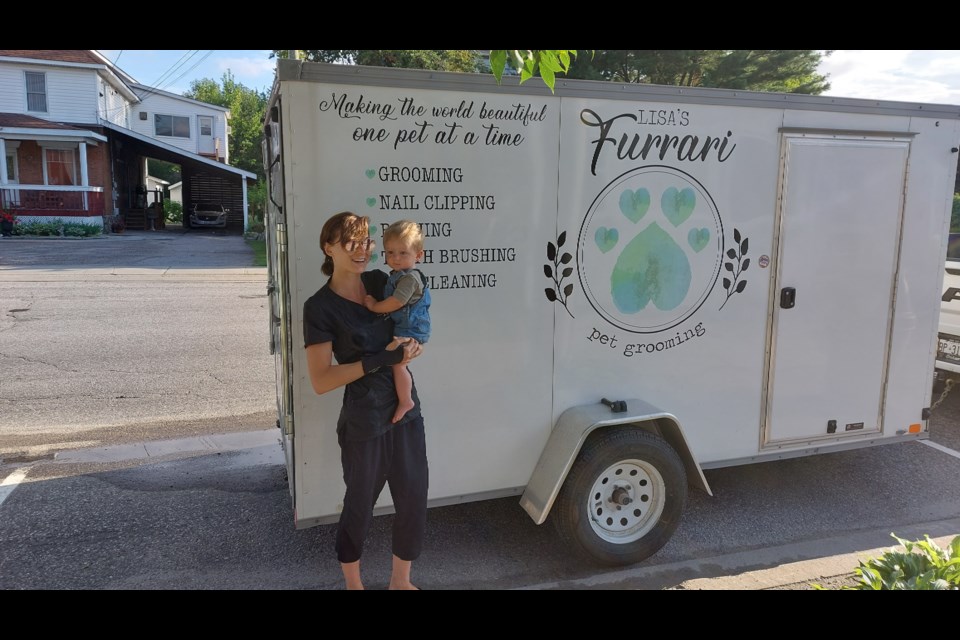 Lisa Filiatrault with her one year old son, Thomas, before the Furrari / Photo supplied