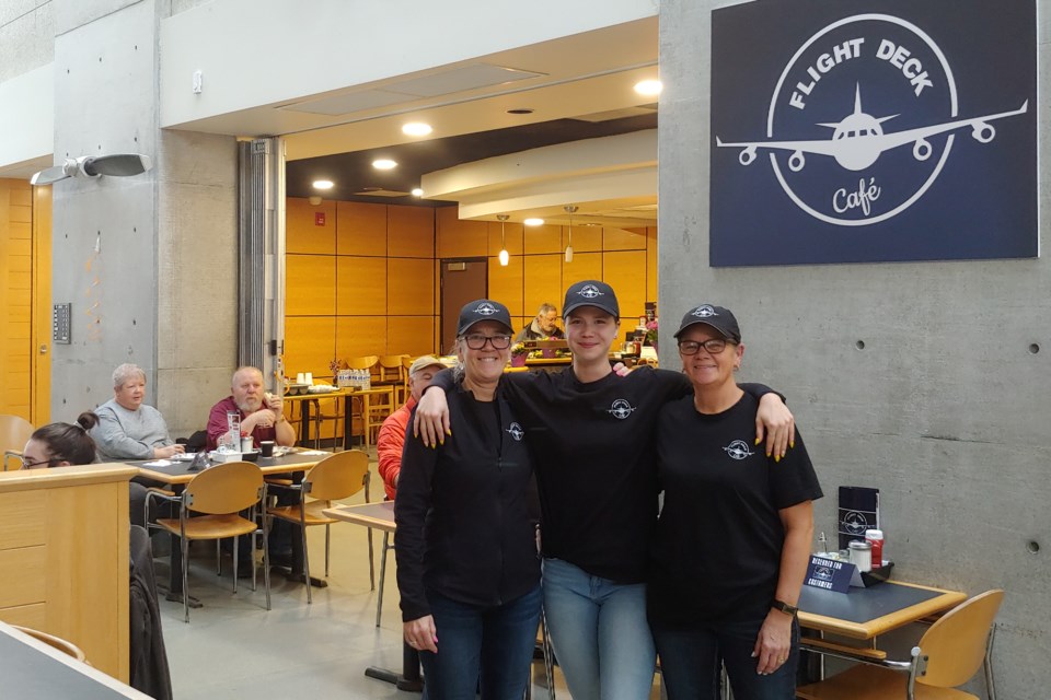 The Flight Deck Cafe crew from left: Shelley Dunsmore, Kailey Crawford and Tracy Bissonnette. 