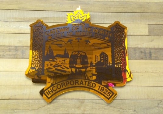 2020 north bay city hall logo in council chambers turl