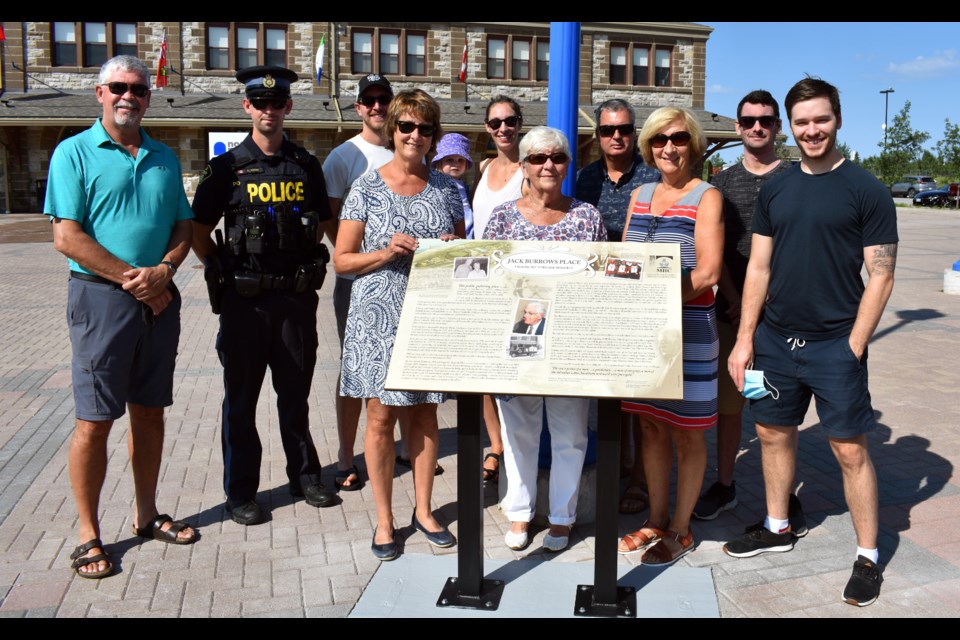The Burrows family was on hand for the unveiling of a plaque honouring the former mayor. Supplied.
