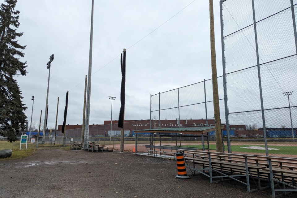 Once extended, the safety netting will help protect the soccer pitch from foul balls at Veterans Park.