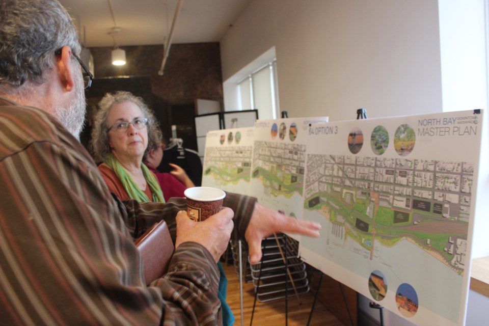 Three suggested options for the downtown/waterfront master plan were revealed. Photo by Ryen Veldhuis,
