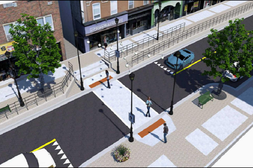 Renderings of the Main Street reconstruction project, scheduled to commence this spring.
