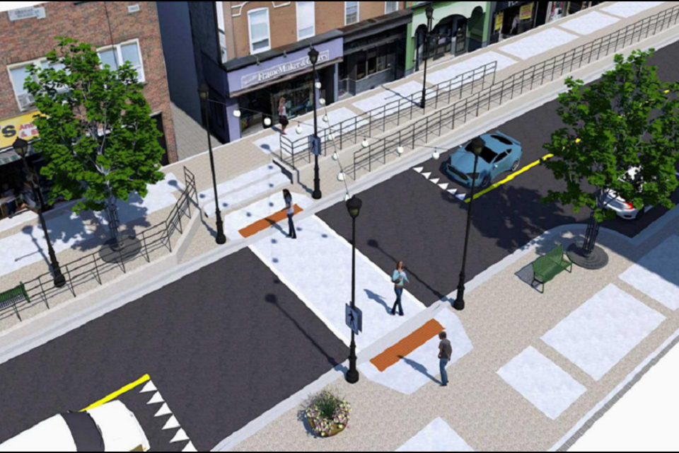 Renderings of the Main Street reconstruction project. This section of Main Street West will be pushed to 2024.