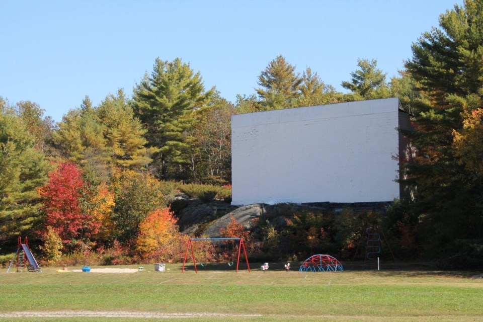 The Muskoka Drive In cement screen was built on top of Canadian Shield rock and is one of the oldest Canadian Drive-Theatres still operating.