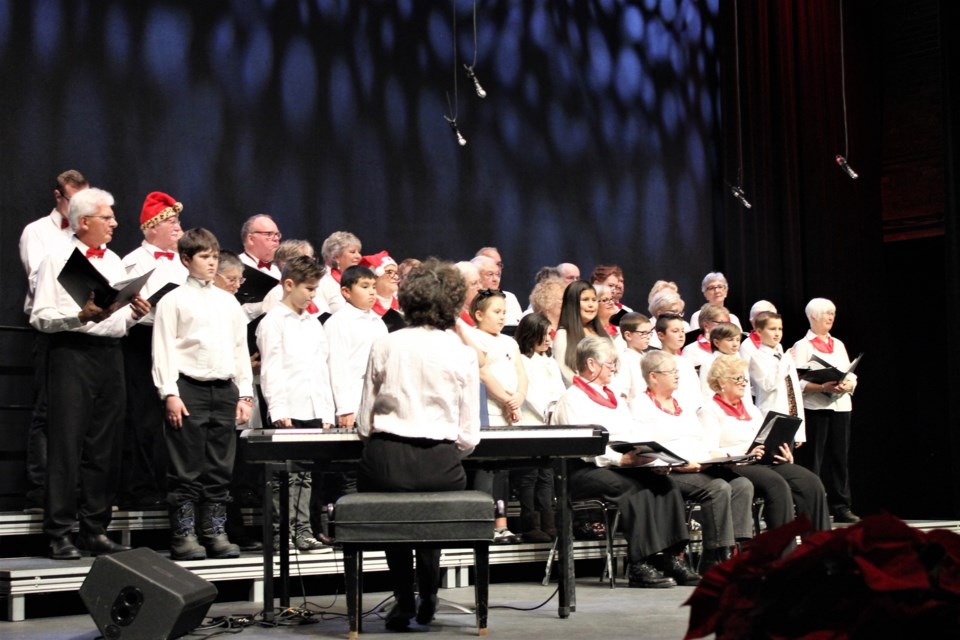 North Bay Interlink Choir featuring Silver Birches opened up the musical festivities last night. Photo by Ryen Veldhuis.