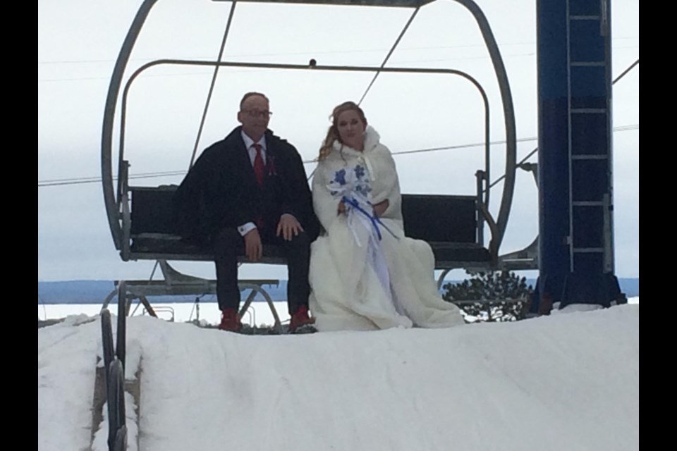 Bride-to-be Kayla Whalen rides the chairlift with her father fulfilling her childhood dream  