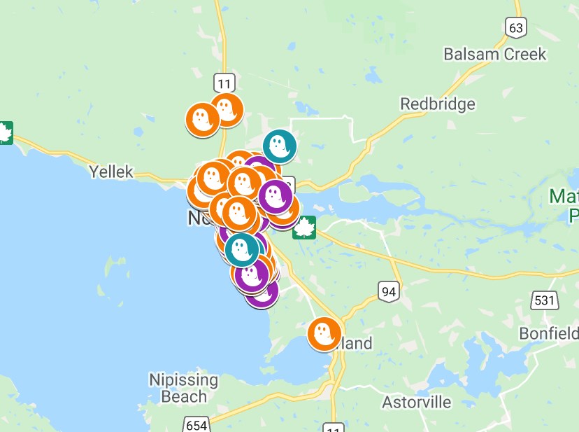 2020 North Bay halloween  map