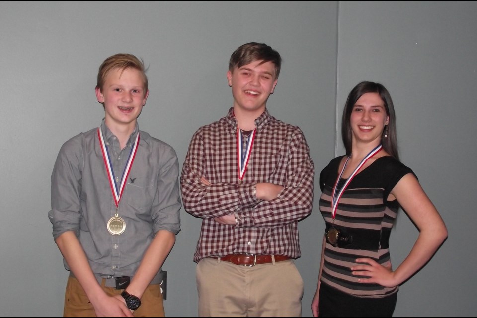NBRSF winners. Left to right: Riley Geisler, Caleb Charette, and Reagan Lawton. Absent: Ashleigh Brady and Gabrielle Russo