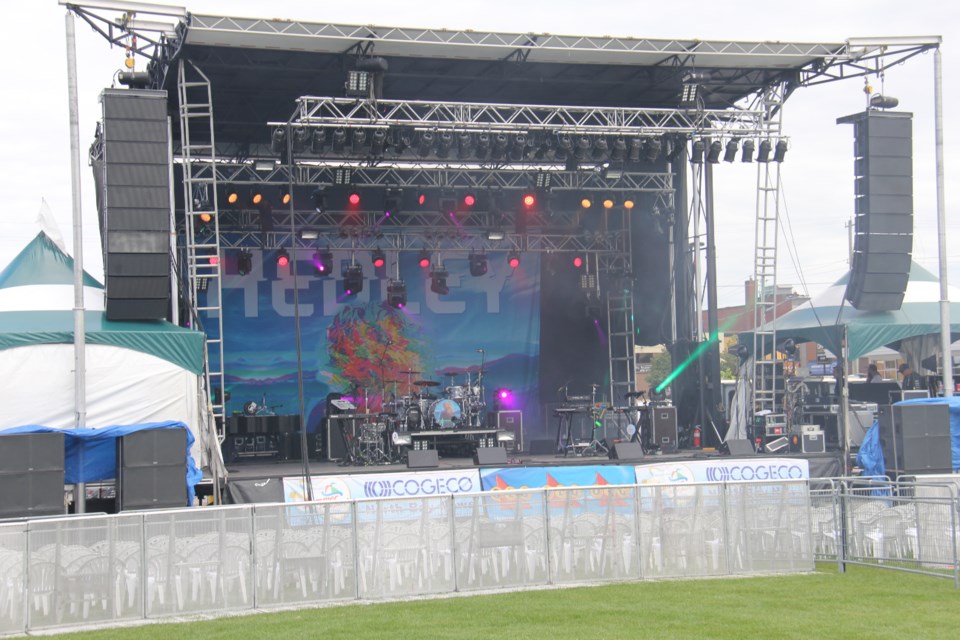 The stage was empty this afternoon, but tonight will be the venue for headliners Hedley. Photo by Jeff Turl. 