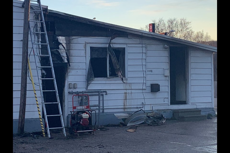 Damage at the rear portion of a business in the south end of the Colonel Hoagies property. Photo by Chris Dawson/BayToday. 
