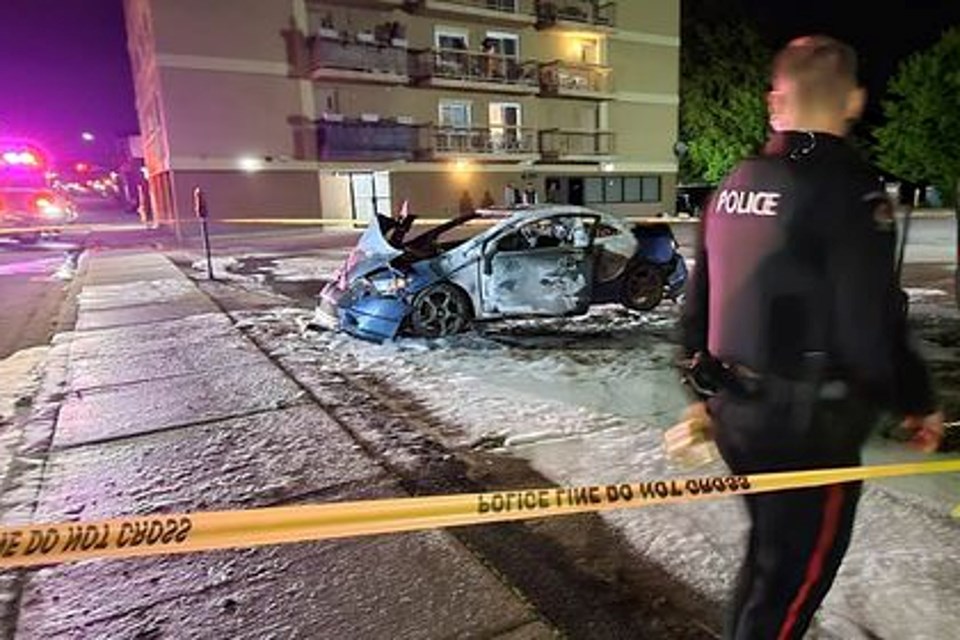 The North Bay Police Service is investigating this vehicle fire from early Monday morning.