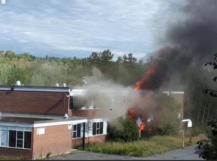 The vacant Cobalt Public School was hit by a major fire Thursday morning. Courtesy Joce Bedard on Facebook.