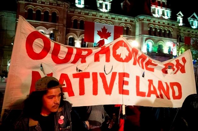 Indigenous demonstrators kicked off a four-day Canada Day protest in front of Parliament Hill early Thursday. Canadian Press.
