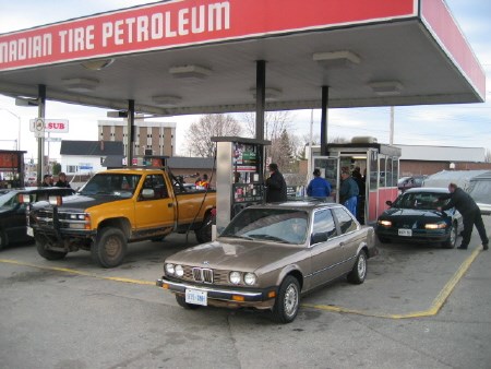 North Bay motorists were given a three-hour window to buy gas at 54.4 cents per litre, from 6 a.m. to 9 a.m. today at the Canadian Tire gas bar on Algonquin Street.