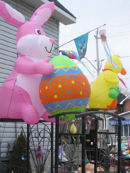 These two inflatables were considered too small for the Macy' s Thanksgiving Day parade.