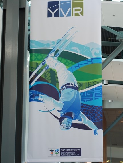A banner depicting an aerialist. Photo by Marissa Pichette.
