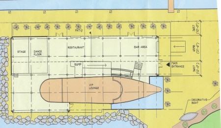 Plans for a structure adjacent to The Boat restaurant. Plan courtesy of Jim Kolios.
