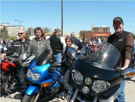 Members of mototcycle club CCR prepare for the ride.