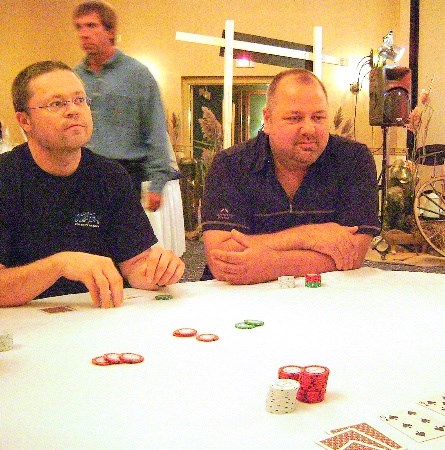 Veteran Tim Spilchuk (r) won the game at the high stakes media table