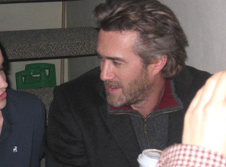 <b>That Beautiful Somewhere star Roy Dupuis talks to a fan before filming starts at the Pro Cathedral. Photo by Phil Novak, BayToday.ca.</b>