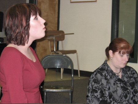 Meagan Lachapelle practices with her singing teacher Anne Gingras. Lachapelle won the Northern Idol North Bay auditions several weeks ago and will be in Sudbury Sunday for the finals.